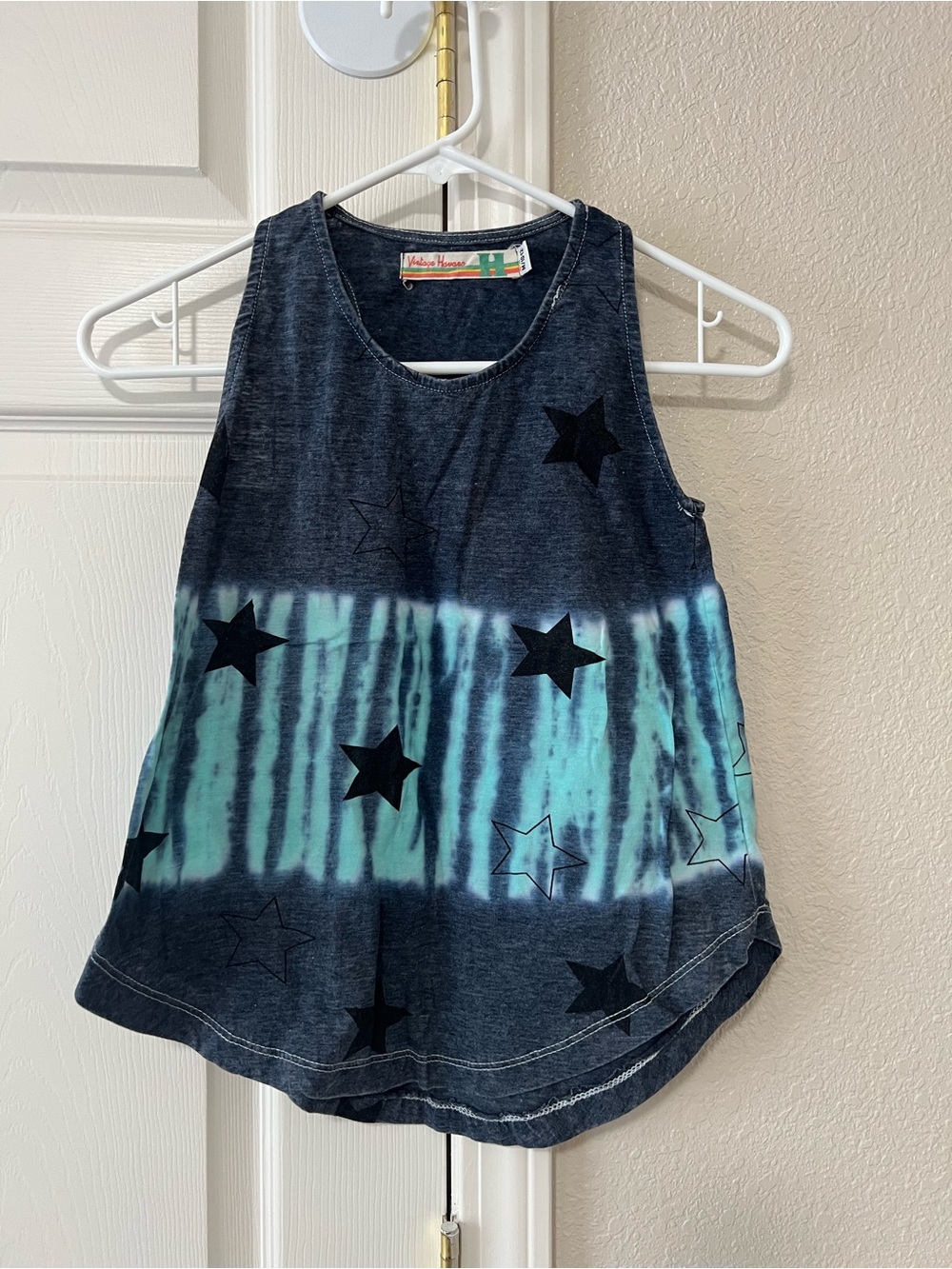 Vintage Havana Tie Dye Star Tank Top Blue Mint Kids Size M 10/12